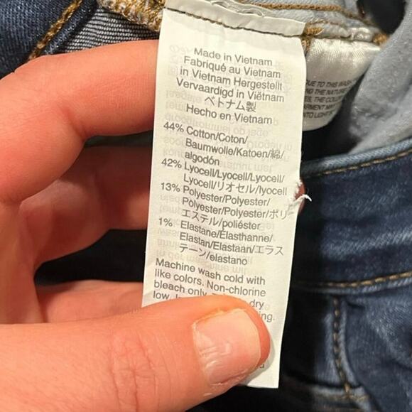 Madewell Curvy High-Rise Skinny Jeans Whiskering Denim Dark Wash Blue Size 26 - Picture 9 of 13